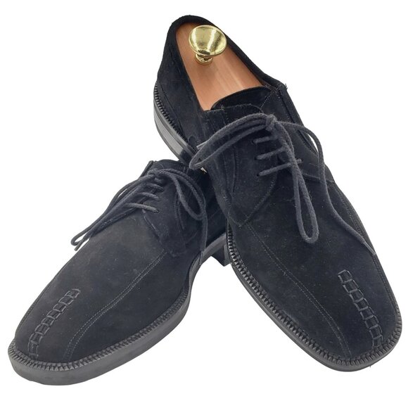 Mezlan Dress Shoes Mens 9.5 Black Suede Leather Split-toe Bluchers Derby Oxfords - Picture 9 of 14